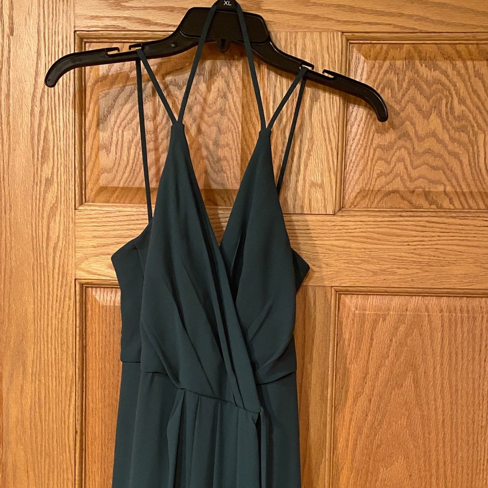 David's Bridal Strapless Dark Green Dress